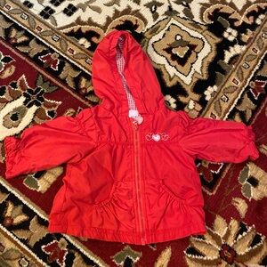 3-6M Red Hooded Baby Jacket with Heart Design